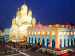 Kolkata: Dakshineswar Kali Temple decorated with lights on the occasion of Kali Puja and Diwali festival in Kolkata on Oct 24, 2022. (Photo: Kuntal Chakrabarty/IANS)