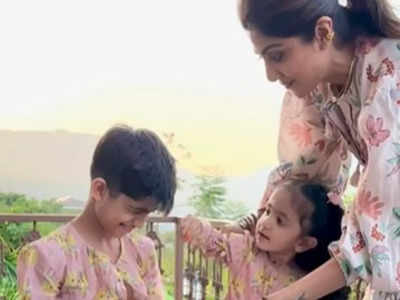 Shilpa Shetty Kundra's children Viaan and Samisha celebrating 'Bhai Dooj' is the cutest thing on internet today - Watch video