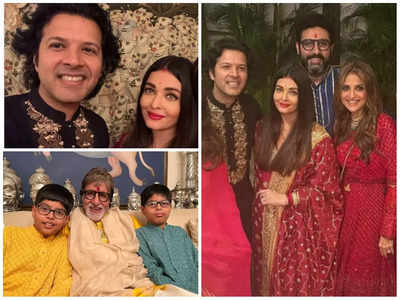 Aishwarya Rai and Abhishek Bachchan are all smiles in these inside pictures from their Diwali party