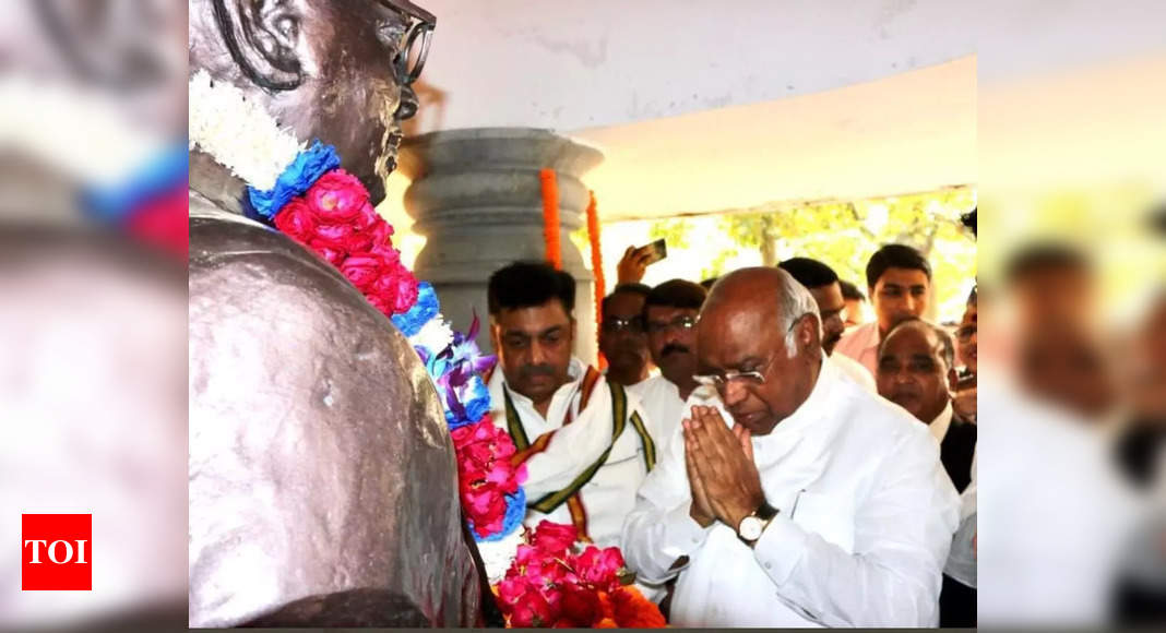 Cong president Mallikarjun Kharge visits Ambedkar’s memorial, Azad’s ‘mazaar’; pays homage to them | India News – Times of India