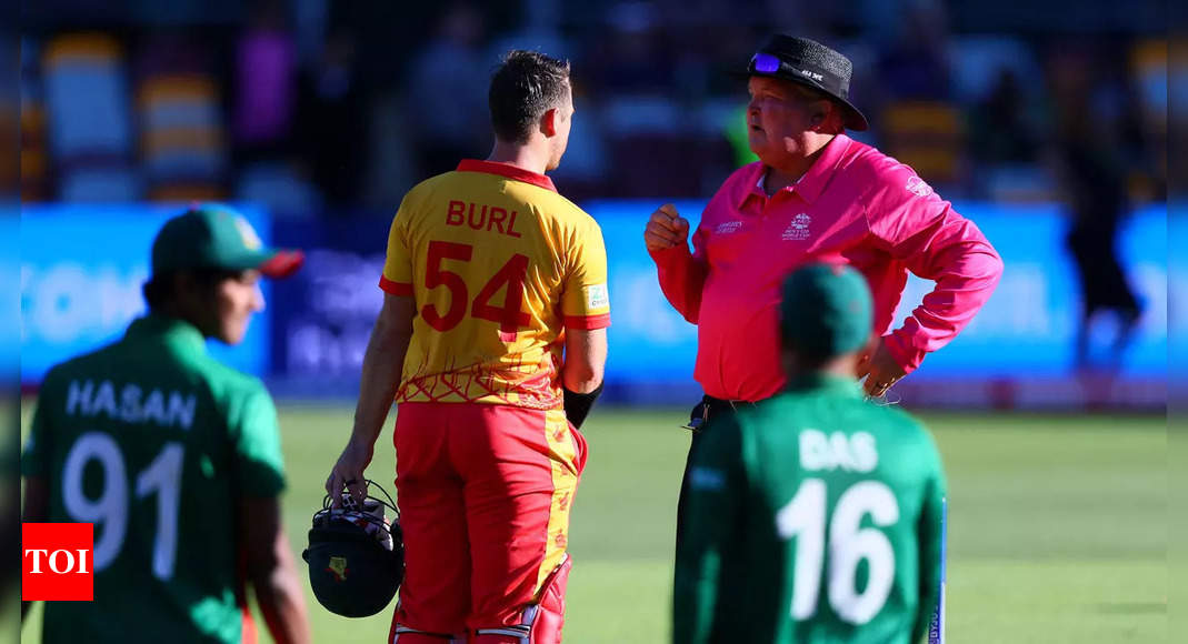 T20 World Cup 2022: Dramatic no-ball, players called back, but Bangladesh hold nerve to beat Zimbabwe | Cricket News – Times of India
