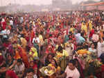 Noida: Devotees perform rituals of 'Chhath Puja', in Noida. (PTI Photo)(...