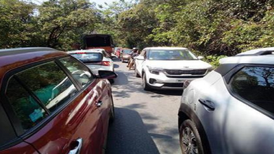 Goa: Traffic jam at Chorla ghat after truck overturns