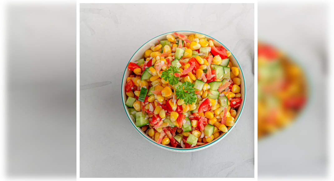 Spiced Corn Salad Recipe: How to Make Spiced Corn Salad Recipe | Homemade Spiced Corn Salad Recipe