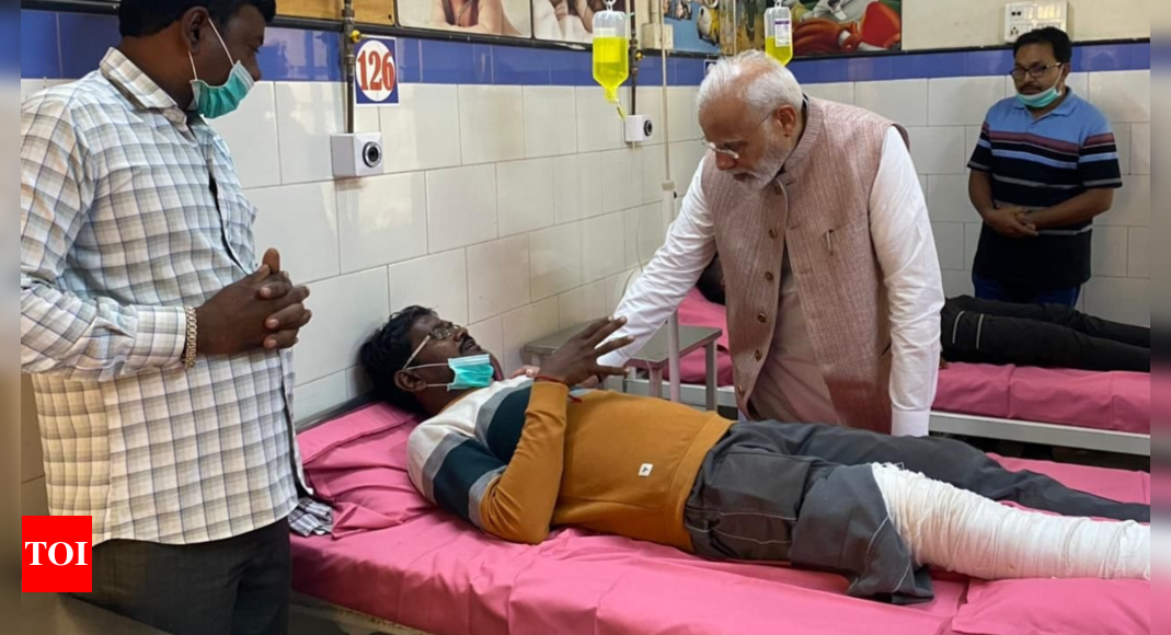 PM Modi meets people injured in Morbi bridge collapse | India News – Times of India