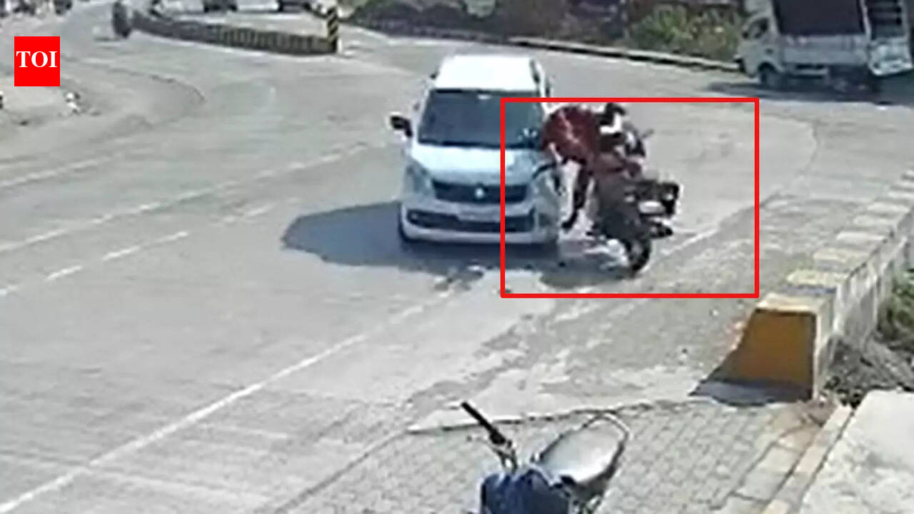 On cam: Woman, child flung into air as car rams into bike in Pune
