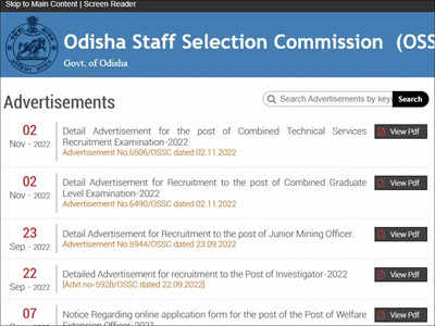 OSSC CGL Recruitment 2022: Notification for Group B & C posts released, application from Nov 11