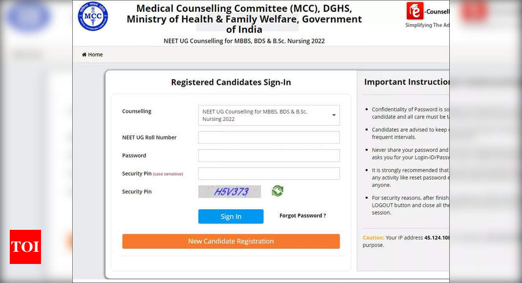 NEET UG 2022 counselling round 2 registration begins on mcc.nic.in