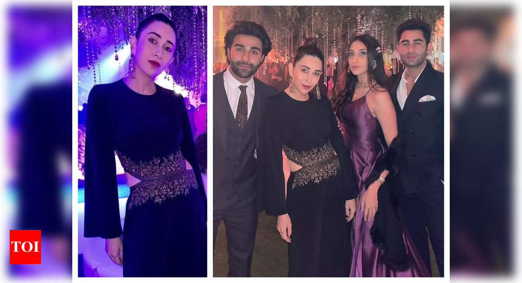 Karisma Kapoor looks bewitching in black as she strikes a pose with Aadar Jain, Manish Malhotra and others in Monaco – See photos – Times of India
