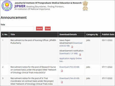JIPMER Nursing Officer Recruitment 2022: Apply only for 433 posts on jipmer.edu.in