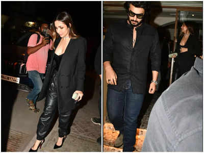 Malaika Arora and boyfriend Arjun Kapoor twin in black as they step out for a dinner date in town