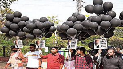Black balloons, badges & banners: Anti-Modi protests rage in Telangana