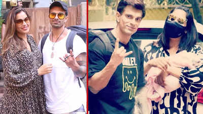 New parents Bipasha Basu and Karan Singh Grover return home with their baby girl Devi