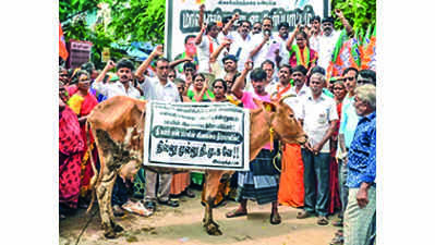 BJP protests hike in milk, power charges