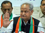 Ahmedabad : Rajasthan Chief Minister and senior Congress leader Ashok Gehlot addressing the press conference after releasing the party manifesto for the upcoming Gujarat Assembly elections, in Ahmedabad on Saturday, November 12, 2022. (PHOTO:IANS/Siddharaj Solanki)