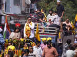 Surat: AAP candidate Alpesh Kathiriya during a procession to file his nomination...