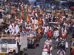 Surat: BJP candidate Kantibhai Ballar and Kishorbhai Kanani during a procession ...