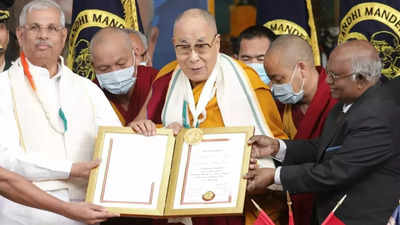 Dalai Lama receives Gandhi Mandela Award, says any problem can be solved through dialogue and peace