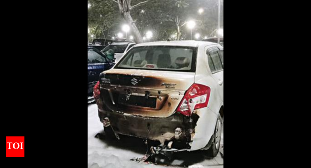 Hyderabad Car catches fire at airport parking lot Hyderabad News