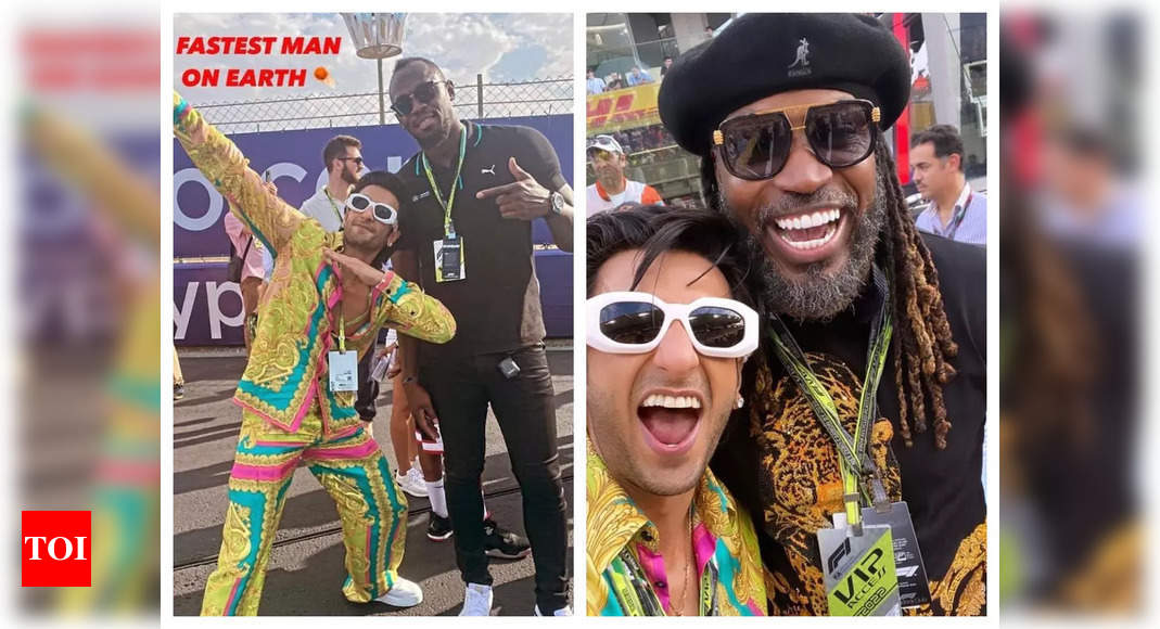 Ranveer Singh is super excited as he meets Usain Bolt, Ben Stokes, Chris Gayle and others in Abu Dhabi – See photos – Times of India