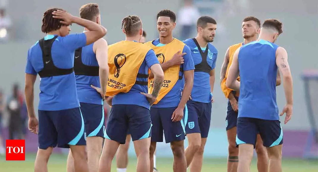 England's Kalvin Phillips and James Maddison outside the Souq News Photo  - Getty Images