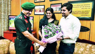 Army felicitates couple for their marriage invite