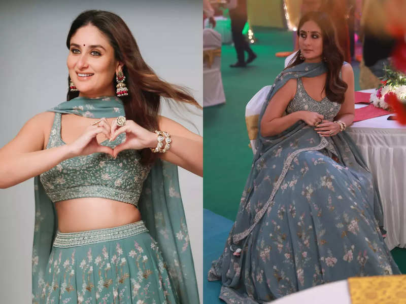 Kareena Kapoor Khan's ice blue lehenga is the perfect outfit for a bridesmaid this wedding season