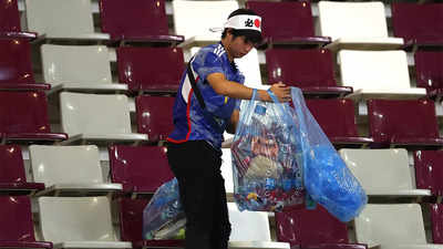 WATCH: Japan fans clean up litter before leaving the stadium after team's famous win over Germany in FIFA World Cup 2022
