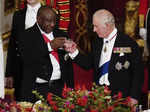 Britain's King Charles III, right, and South Africa's President Cyril Ramaphosa ...