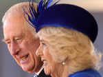 London: Britain's King Charles III and Camilla, the Queen Consort smile during a...