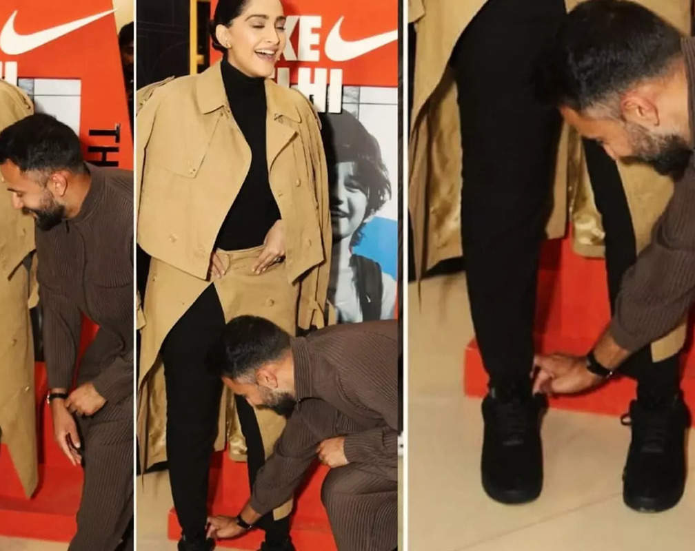 
Cute moments! Sonam Kapoor can’t stop blushing as husband Anand Ahuja fixes her footwear at an event
