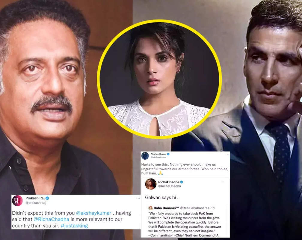 
Prakash Raj supports Richa Chadha's 'Galwan says hi' tweet, says 'she is more relevant to our country than you' as he reacts to Akshay Kumar's post
