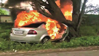 Mangaluru: Parked car catches fire