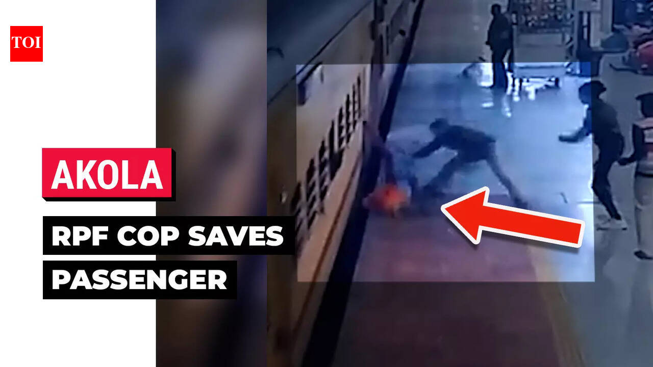 Watch: RPF cop saves female passenger from coming under train