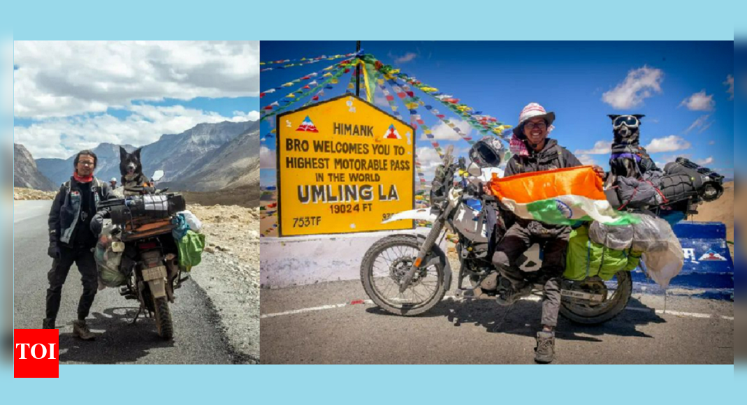 Ladakh with dog: Assam man travels to Umling La, Ladakh on XPulse 200 ...