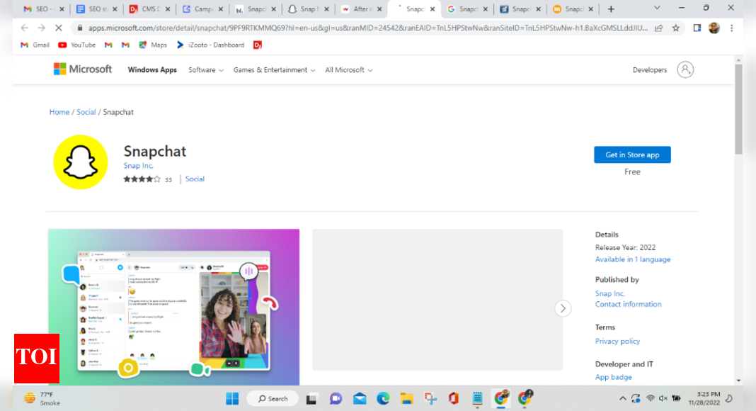 Snapchat arrives on Microsoft Store: Key details – Times of India