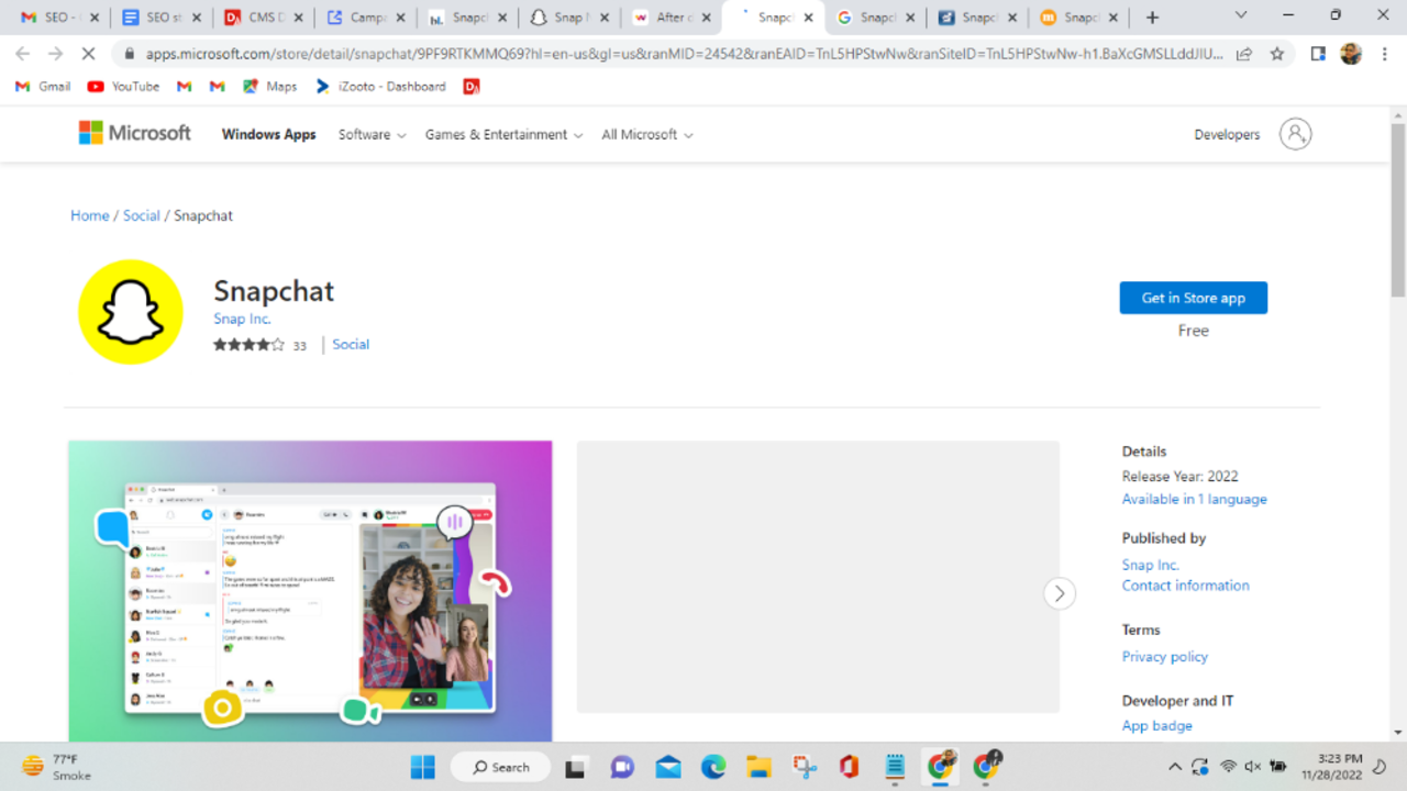 Snapchat Windows App Store