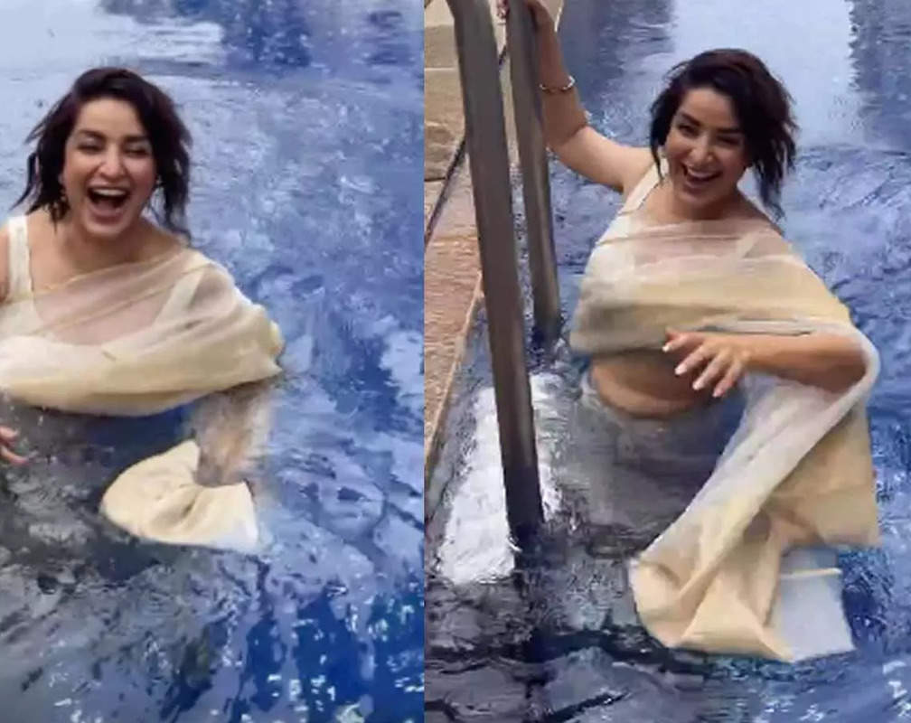 
49-year-old Tisca Chopra jumps into pool wearing a saree; fan writes 'Pani mein aag laga di mommy aap ne to'
