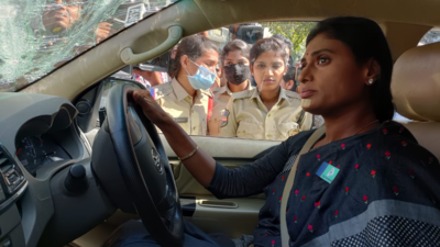Telangana cops tow away SUV with AP CM's sister inside, arrest her