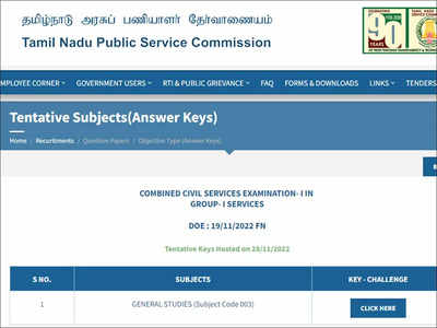 TNPSC Group 1 Answer Key 2022 released for CCSE Prelims exam on tnpsc.gov.in, know how to check