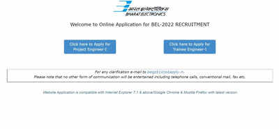 BEL Engineer Recruitment 2022: Apply for 260 Project & Trainee Engineer posts at bel-india.in