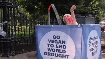 'Go vegan to end world drought': PETA founder Ingrid Newkirk takes public shower in Mumbai