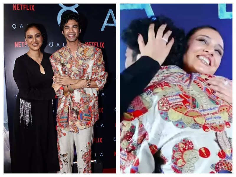 Tabu gets teary-eyed as she shares a warm hug with Irrfan Khan's son Babil Khan at the special screening of his debut film, 'Qala' - See photos