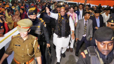 Uttar Pradesh: Defence minister Rajnath Singh inaugurates Bijnor-Bangla Bazaar road ROB, announces 5 more