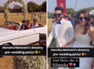 Watch: Hansika looks dreamy as she makes a grand entry at her pre wedding party in a vintage car