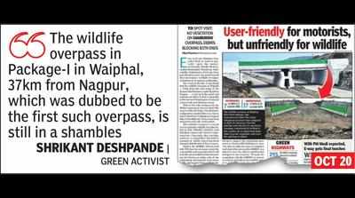 Wildlife overpass on Samruddhi e-way still unfriendly for animals