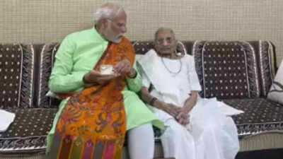 PM Narendra Modi meets mother, takes her blessings