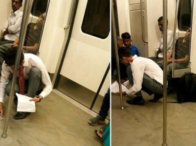 Viral pictures of Delhi boy cleaning metro