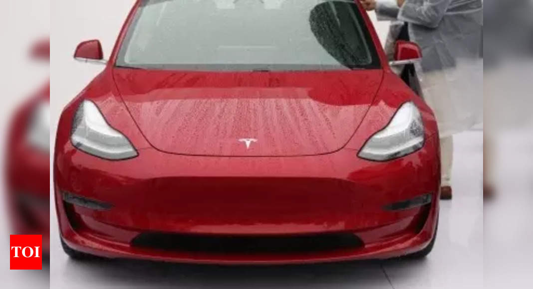Tesla Model 3 prototype spotted ahead of expected redesign - Times of India