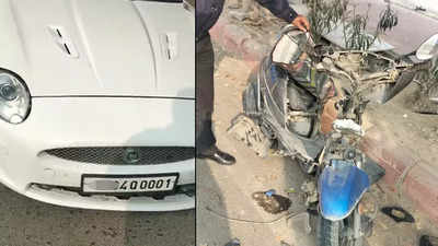 Jaguar with VIP numberplate kills woman parking scooter in Noida